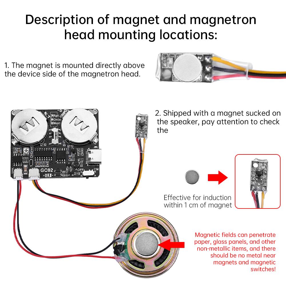 Aufnehmbares Soundmodul Knopf/Magnet Steuerung Sound Chip 8M MP3 WAV Musik Sprachwiedergabe Programmierbare Platine mit Lautsprecher für DIY