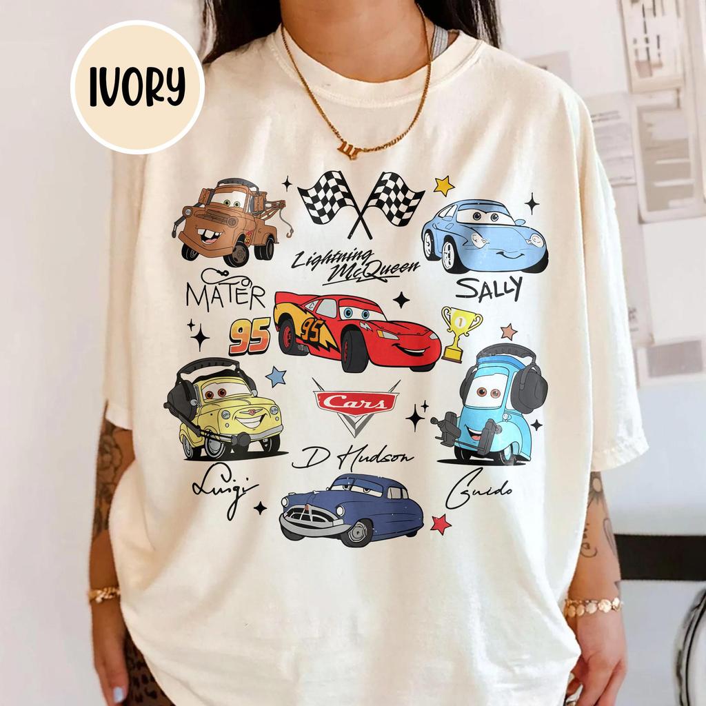 Fashion 2026 New Paradise California Adventure Lightning McQueen Print Unisex Loose Plus Size Cotton Short Sleeve