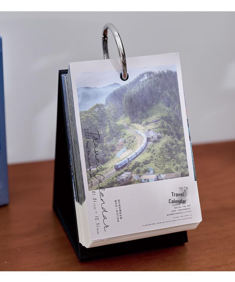 2026 Healing Scenery Desk Calendar: 365 Days of Travel Souvenir & Wall Sticker Décor