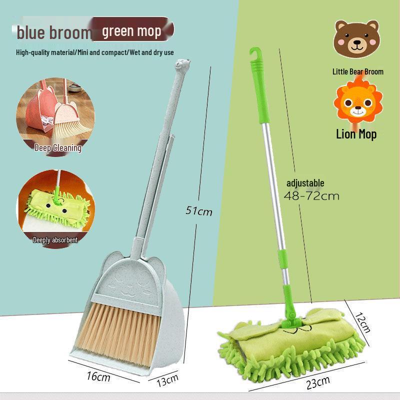 Kids' Mini Broom and Dustpan Set: Baby-Friendly Toy for Sweeping and Mopping