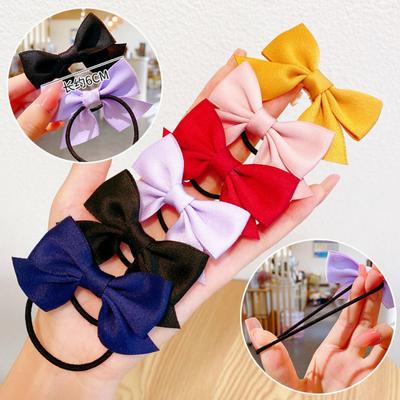 Fashion Autumn Winter 4Inch Bow Flocking Hair Rings, Elastic Hair Bands for Women Girls, Cute Hair Accessories Headwear