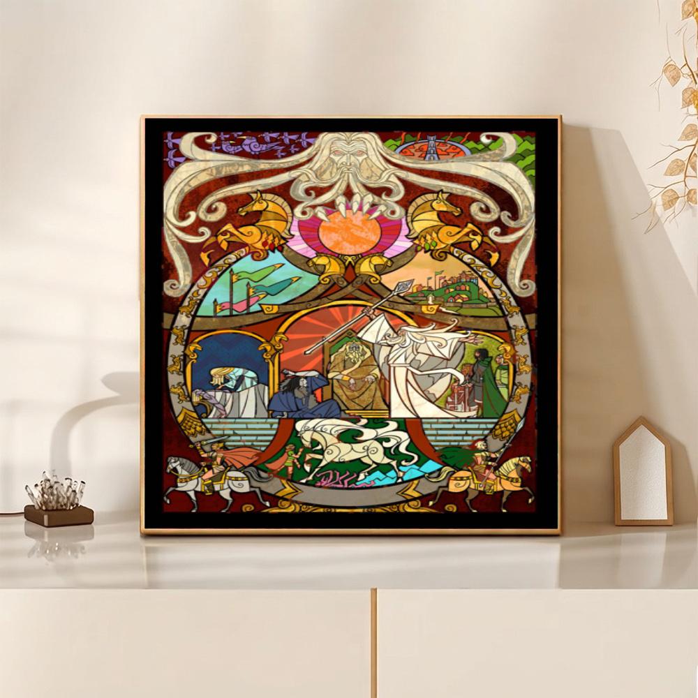 Hobbit Movie Poster 5D Diy Diamond Painting Round Diamond Mosaic Suitable For Beginners Diamond Painting Rhinestones Gift Frameless