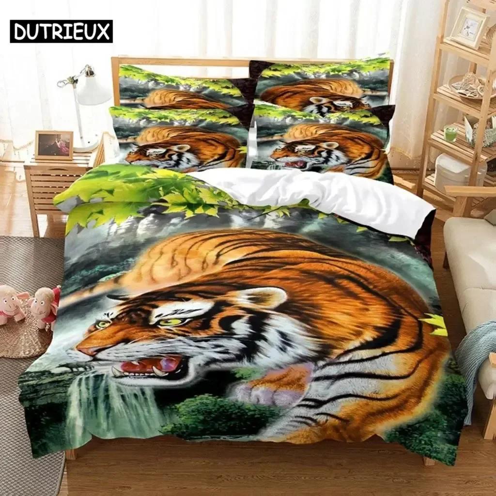 New 3D Print Runing Tiger Beding Set Bedrom Soft Modern Bedspreads Comefortable Children Kids Soft Duvet Cover Comfortable Quilt Cover And Pilowcase