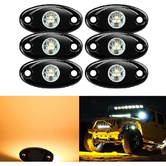 2 Pods LED Rock Lights, Ampper Waterproof LED Neon Underglow Light For Car Truck ATV UTV SUV Offroad Boat Underbody Glow Trail Rig Lamp (White)