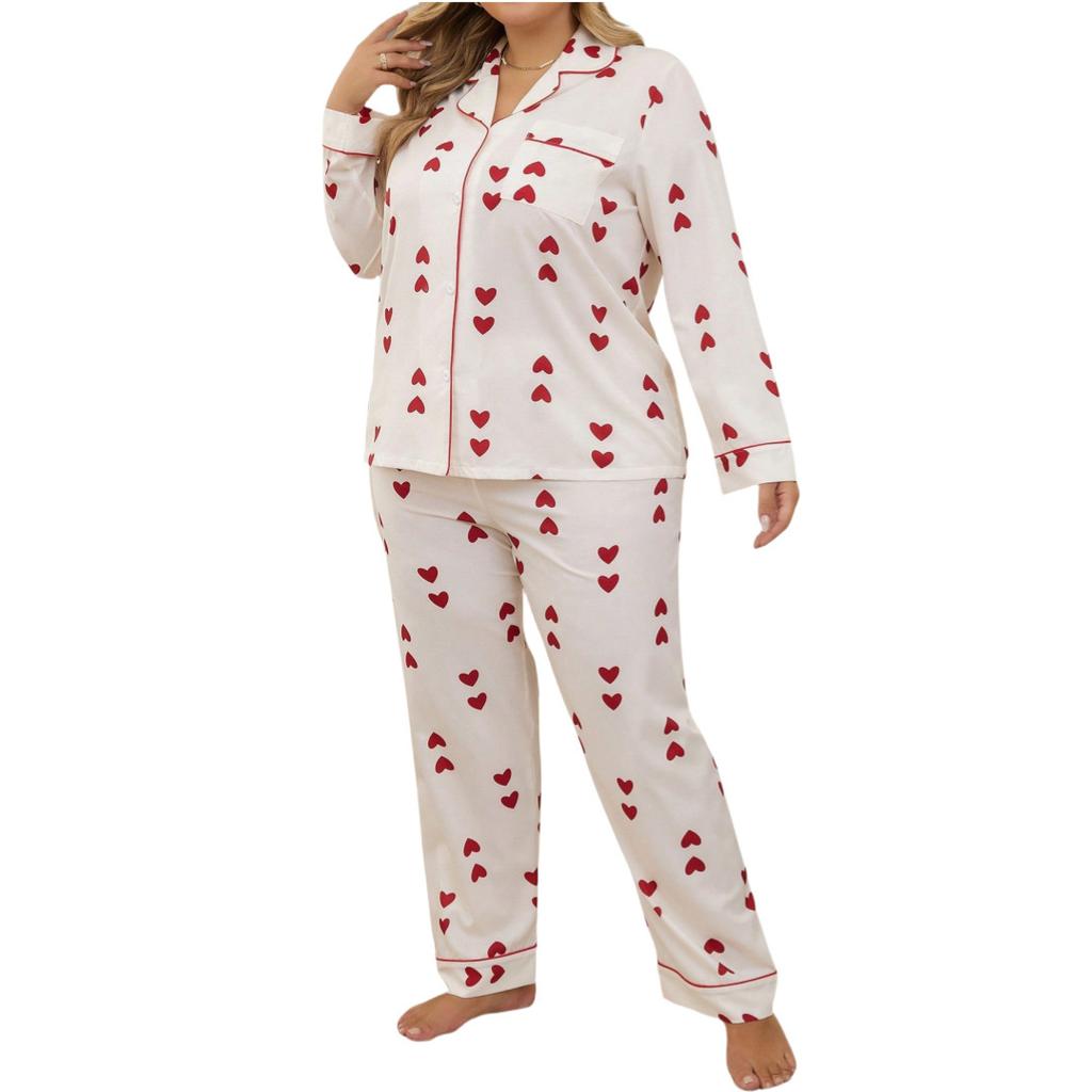 Spring and Autumn Women Pajamas Home Wear Waffle Cardigan Long Sleeve Trousers Fat Pajamas Home Wear