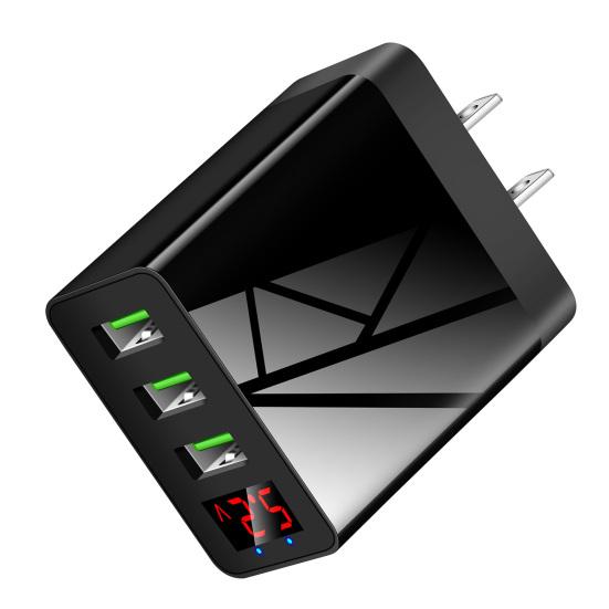 5V 3A Charger Head Digital Display High Compatibility ABS Portable 3-USB Charger Head for Home
