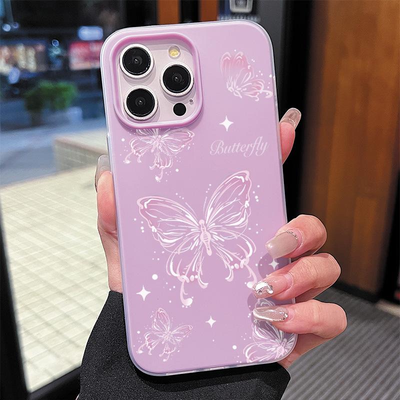 

Matte Frosted Skin Feel Casing PC+TPU 2in1 Butterflies Patterned Printed Protective Cover Soft Back Case for iPhone 17 iPhone 17 Air