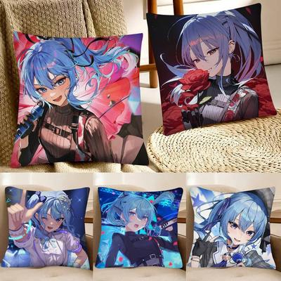 Poszewka na poduszkę Anime Wirtualna Dziewczyna Hoshimachi Suisei Modna Kwadratowa Poszewka na Poduszkę Sypialnia Pokój Sofy Wystrój Ins Rekreacja