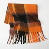 Autumn and winter new rainbow plaid imitation cashmere fringed scarf women's mohair enlarged thick shawl warm scarf