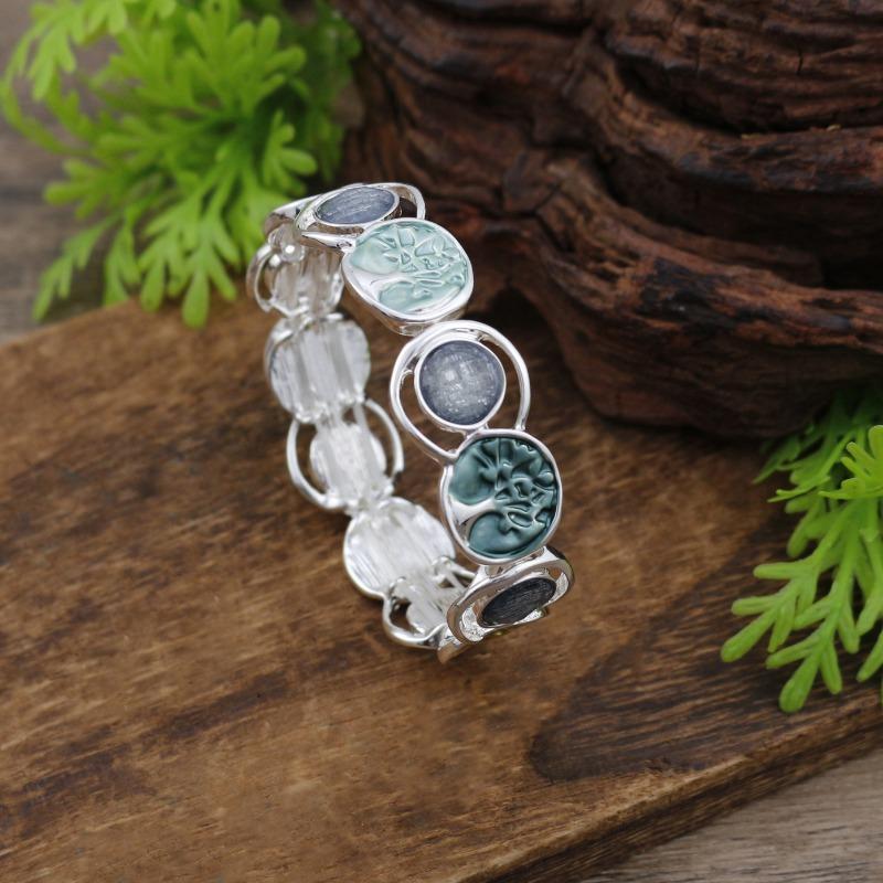New Enamel Color Tree of Life Elastic Bracelet Women's Simple and Advanced Color Fortune Tree Elastic Bracelet