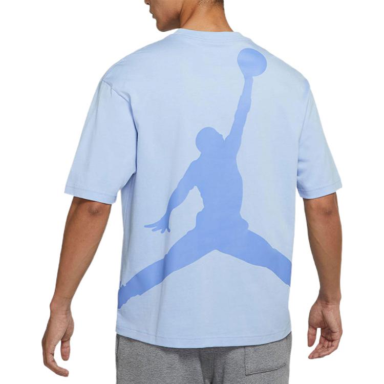 Jordan T Shirts Men's Blue Crew Neck Moderate Straight Fit DR9621-468