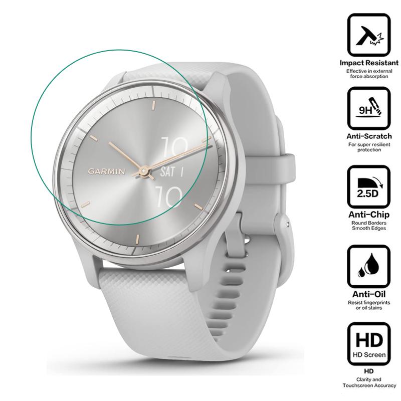 Hard Tempered Glass Clear Protective Film For Garmin Vivomove Trend Smartwatch Screen Protector Cover Smart Watch Accessories 7