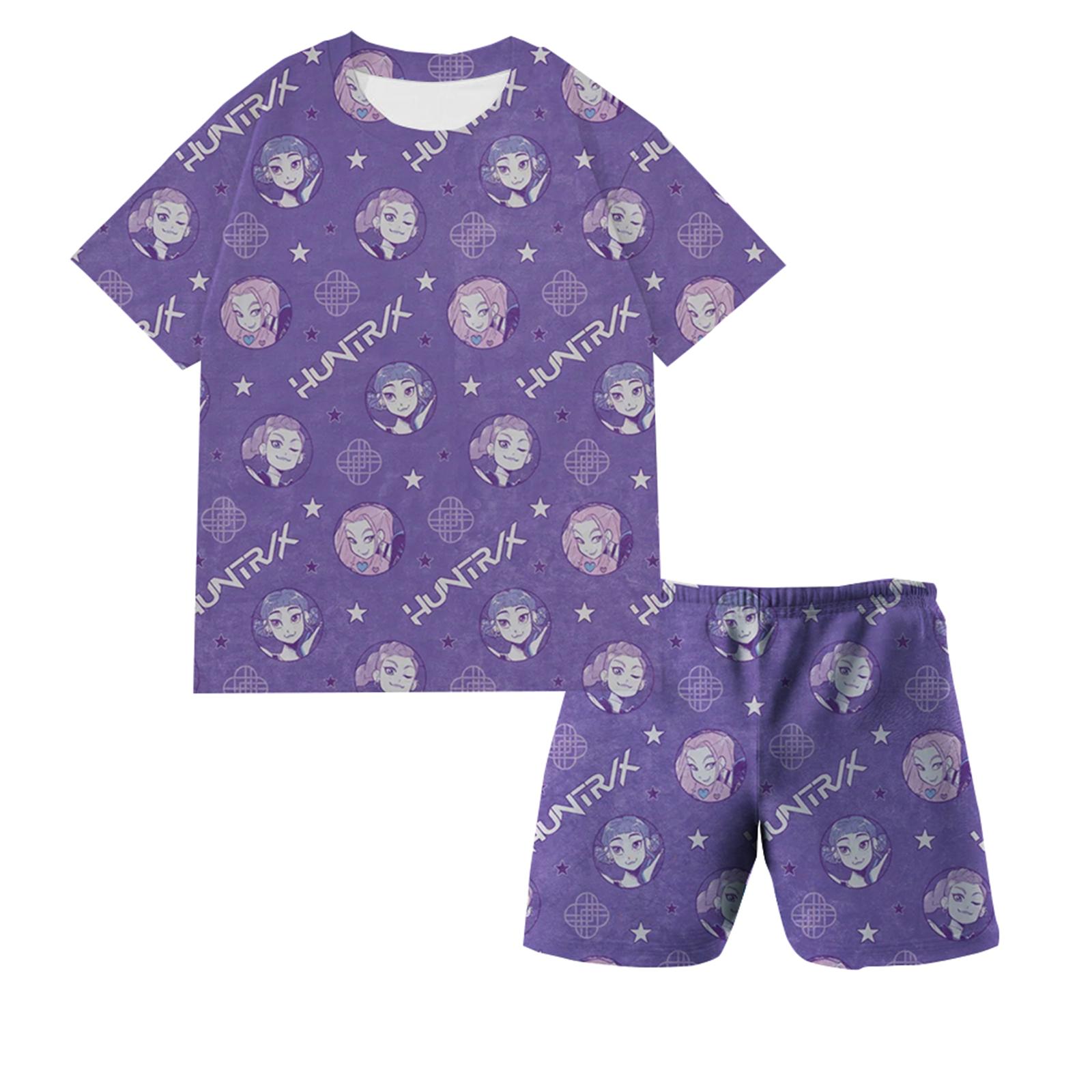 

Children s Cute Print Casual Cute Pajamas Set 100 темно-фіолетовий колір