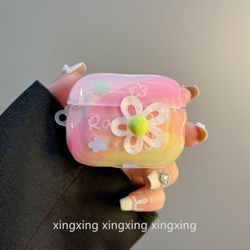 

INS Summer Rainbow Three-Dimensional Flower for Airpodspro2 Protective Case Apple 4 Generation Bluetooth Airpods3 Earphone Case airpods3 Rainbow Stereo Flower [Single Shell]]