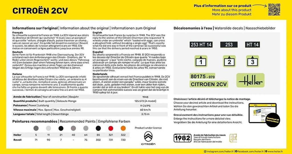 Platz Herrere Citroen 2CV Plastic Model HE80175 1/43
