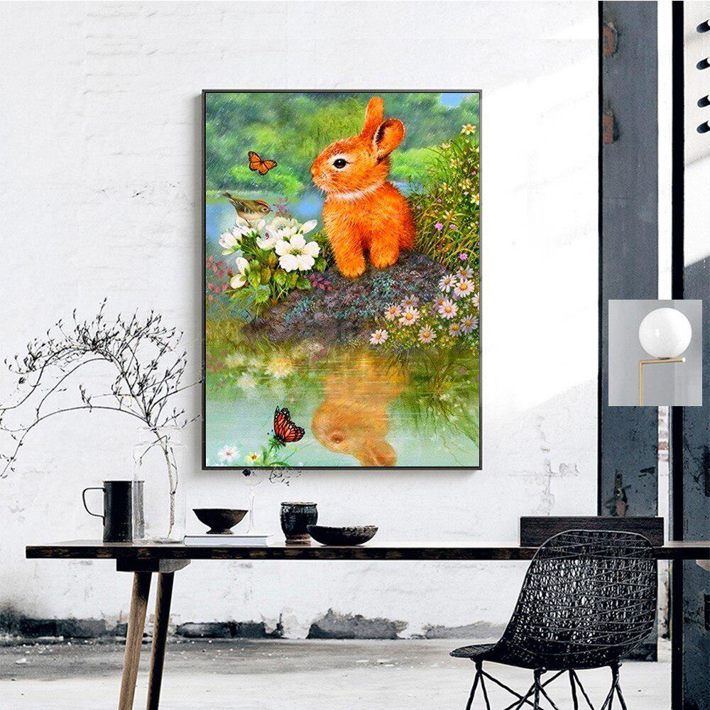 5D DIY Diamond Painting Full Round Animal Rabbit Embroidery Sale Pictures