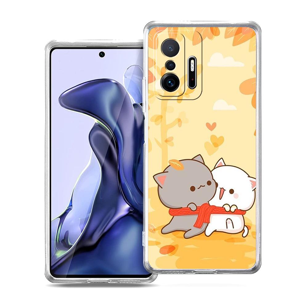Peach And Goma Cat Phone Case for Xiaomi Mi Poco F3 X3 X4 GT NFC M3 M4 11 Ultra 12 11X 11i Pro Lite 5G Soft Transparent Cover