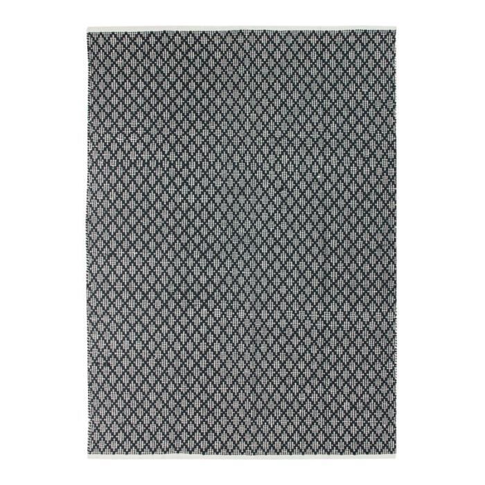 Living Room Rug In White/ecru-black Cotton 190x290