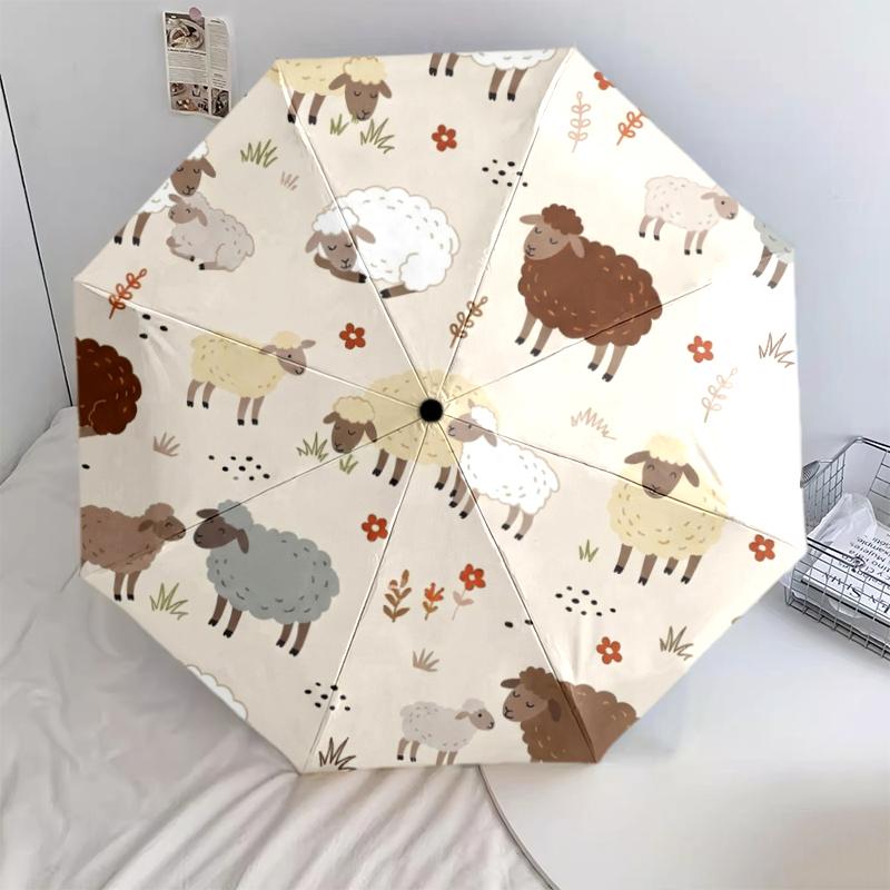 1 Pezzo Ombrello Pieghevole Automatico - Fantasia Animali Carini, Design Portatile e Pieghevole con 8 Stecche, Regali di Natale e Compleanno