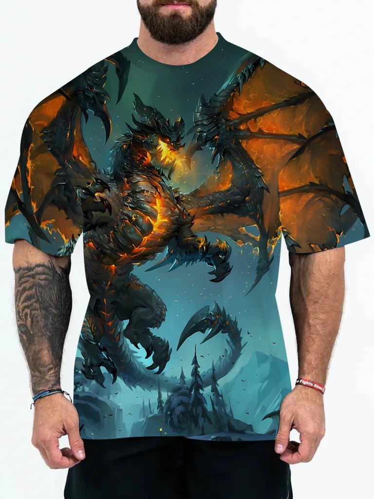 New 3D Digital Printed Summer Fashion Men's T-shirt with Animal and Character Patterns Large Size T-shirt