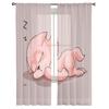Gatto Cartone Animato Dormiente Tende Trasparenti in Chiffon Lussuose per Decorazione Soggiorno Camera da Letto Voile per Finestra Tenda in Tulle