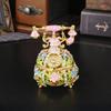 Vintage telephone crafts enamel color inlaid diamond hollow jewelry box flip cover home dressing table small ornament storage