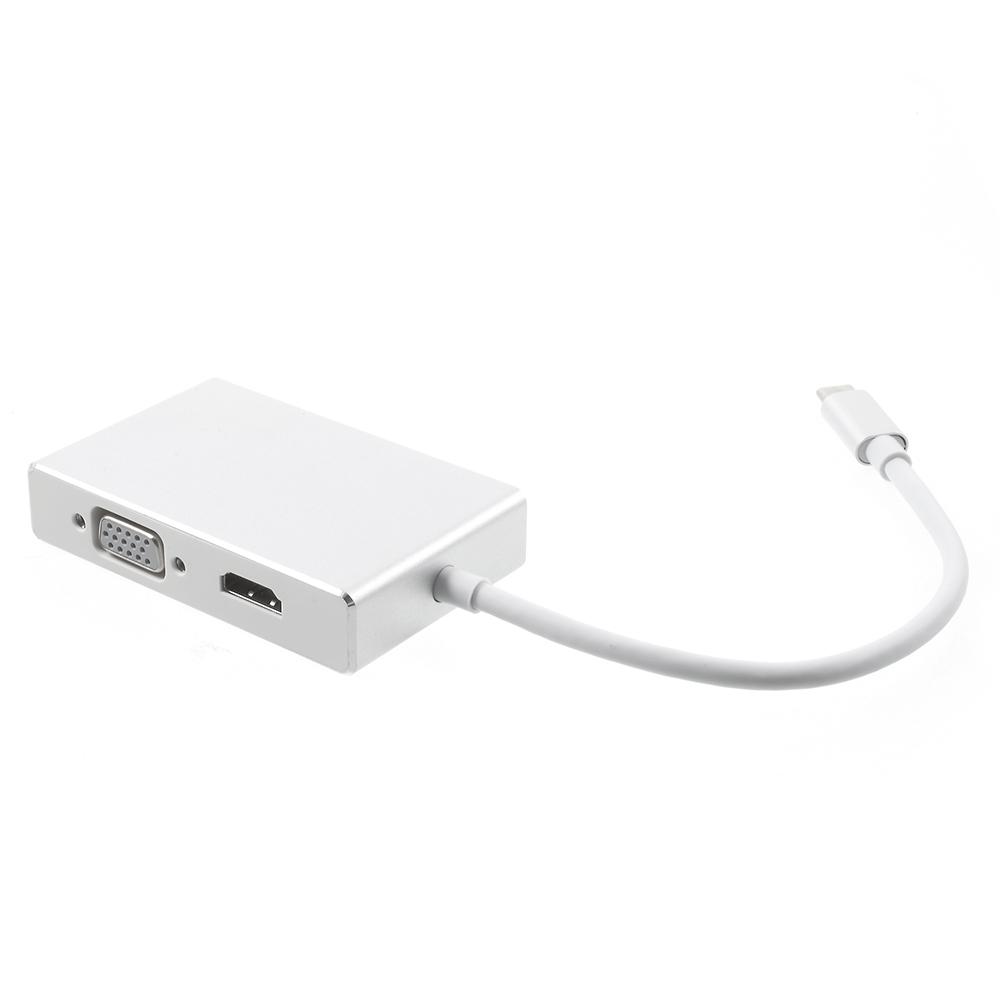 

Type-C to HDMI+VGA+DVI+USB3.0 4-in-1 Adapter Type-C Hub for MacBook/MacBook Pro As Shown A