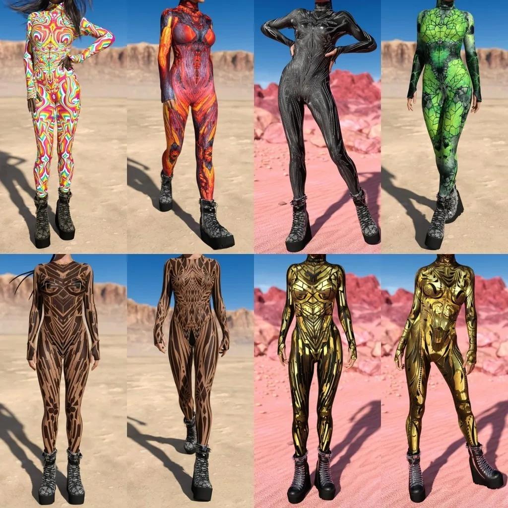 

3D цифровий друк сценічних костюмів для дорослих Хелловін події карнавал тематична вечірка косплей костюм гральний костюм комбінезон Adults S