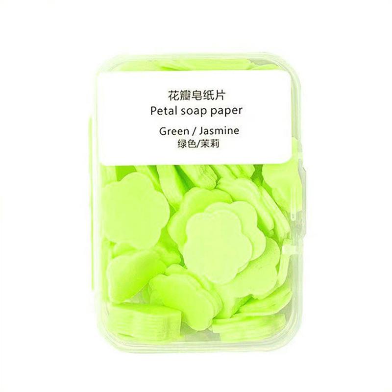 100Pcs/Box Disposable Cute Mini Flower Shape Paper Soap  With Box