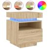 Table de chevet - Maison Exclusive - Chêne sonoma - LED RVB - 1 tiroir