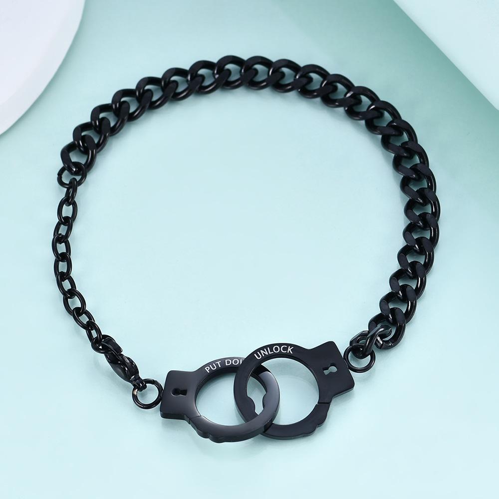 Simple Personality Titanium Steel Handcuffs Bracelet Couple Bracelet Female