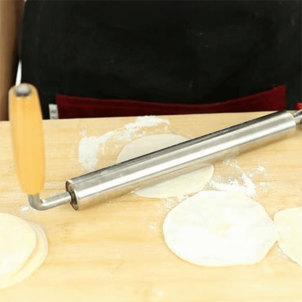 Smooth Surface Stainless Steel One-handed Rolling Pin Non-Stick Dough Sheeter Dough Roller  Pastry