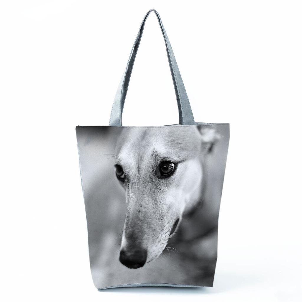 Greyhound Shopping Bags Casual Groceries Women Handbags Animal Dog Graphic Large Capacity Shoulder Bags Portable Foldable Totes