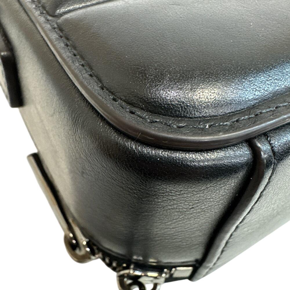 MONCLER Cross body bag leather Horizontal body bag black leather Used