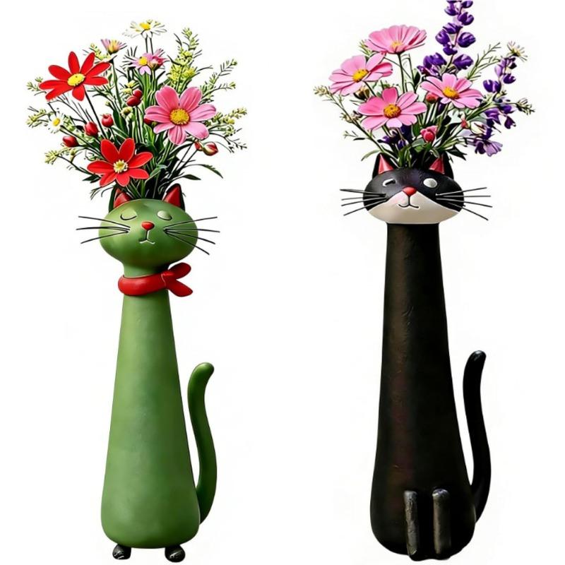 2pcs Cute Cat Shaped Flower Vase for Desk Shelf Decor Gardening Gift Home Decor