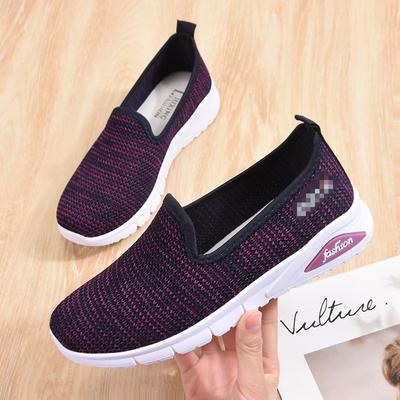 Shoes Women's New Soft Bottom Casual Mother Shoes Trendy Foreign Trade Women's Shoes One Pedal Flying Weaving Breathable Sports Shoes Women