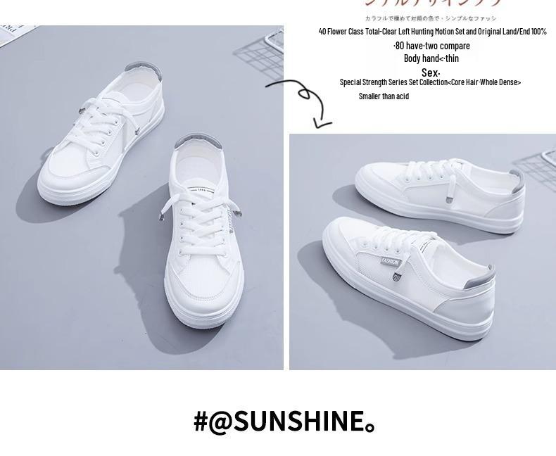 Women's 2025 Summer White Mesh Breathable Flat Casual Sport Shoes