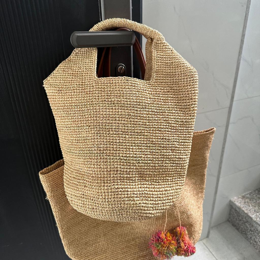 Summer Woven Handbag Travel Raffia Beach Bags for Women Handmade Crochet Straw Bag Casual Shopper Tote Shoulder Bag Basket Bags