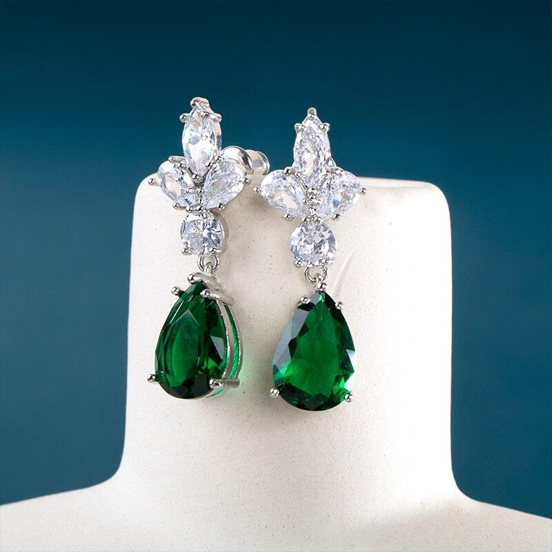 BELLA BOX Nydelige brudeøredobber til bryllup Kubisk zirkonia Grasiøse dame dingleøredobber Festgave Motesmykker Gaver