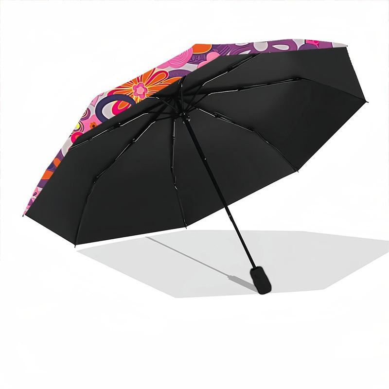 1pc Floral Pattern Auto-Fold Umbrella with One-Touch Open/Close - 8 Reinforced Ribs for Windproof Stability, yy251118173