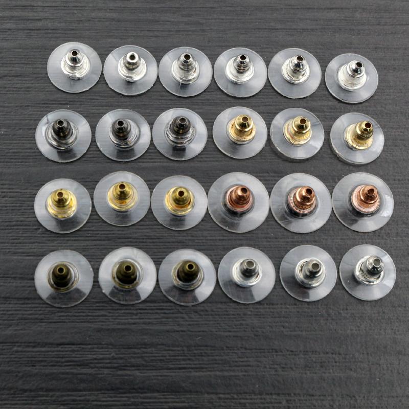 100pcs/Lot 11x6mm Plastic Metal Earring Backs Bullet Stoppers Earnuts Ear Plugs Gold/Silver Plated Findings Jewelry Accessories