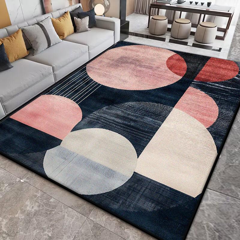 Nordic Light Luxury Geometry Carpet for Living Room Decor Soft Easy Cleaning Rugs for Bedroom Large Area Abstract Red Floor Mat