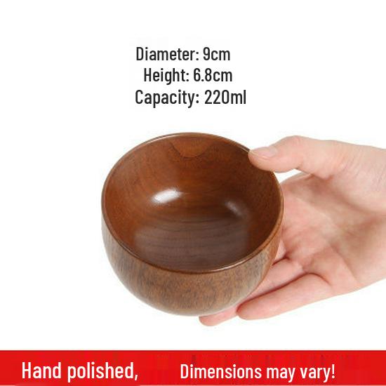 Handmade Japanese-Style Solid Wood Bowl Set for Family and Children - Large, Lacquered, Retro Design, Thickened for Rice and More