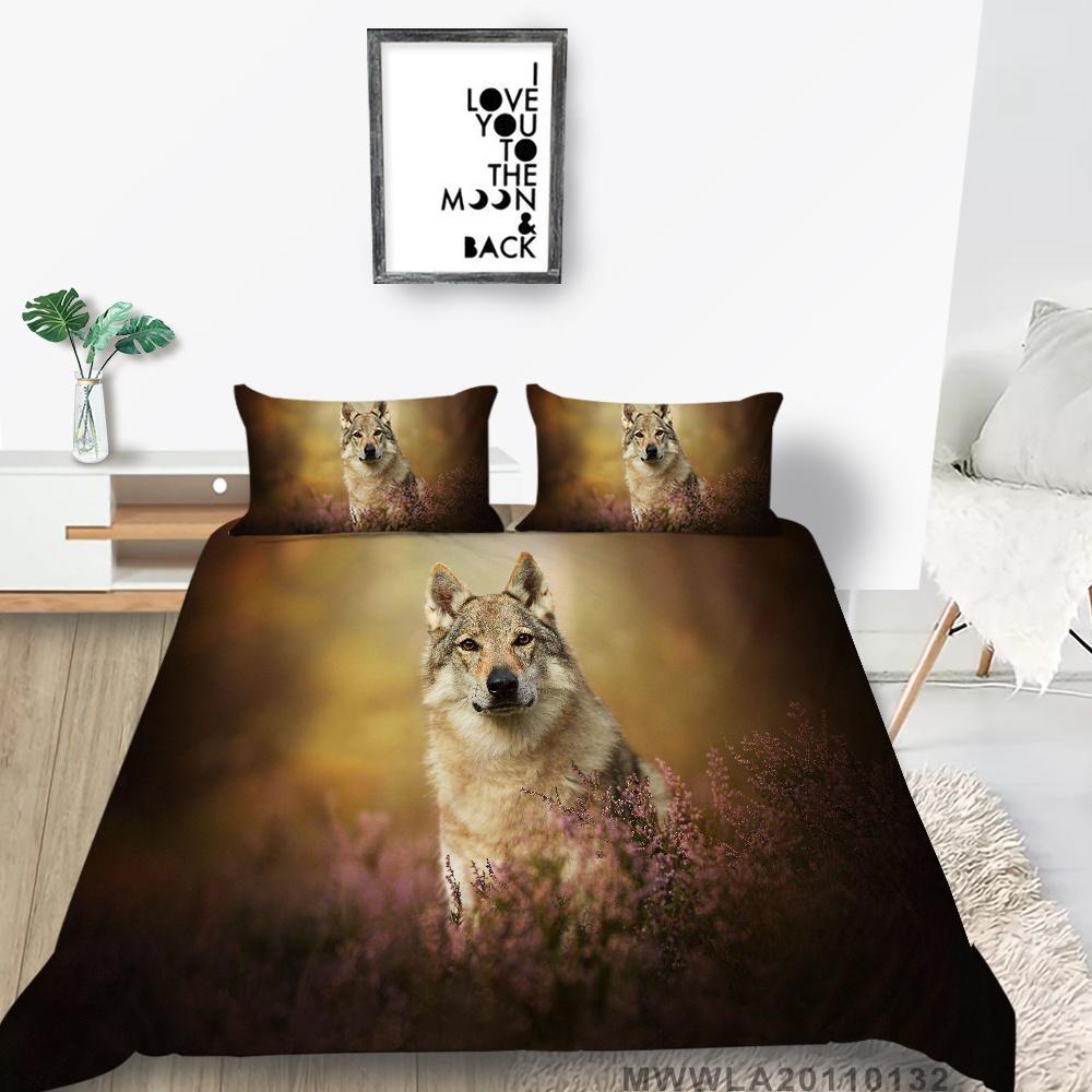 2023 New Style Wolf Printing Bedding Set Animals Duvet Cover Bed Cover Highend Pillowcase Cool Men Bedding Suit King Size Bed Set Cover