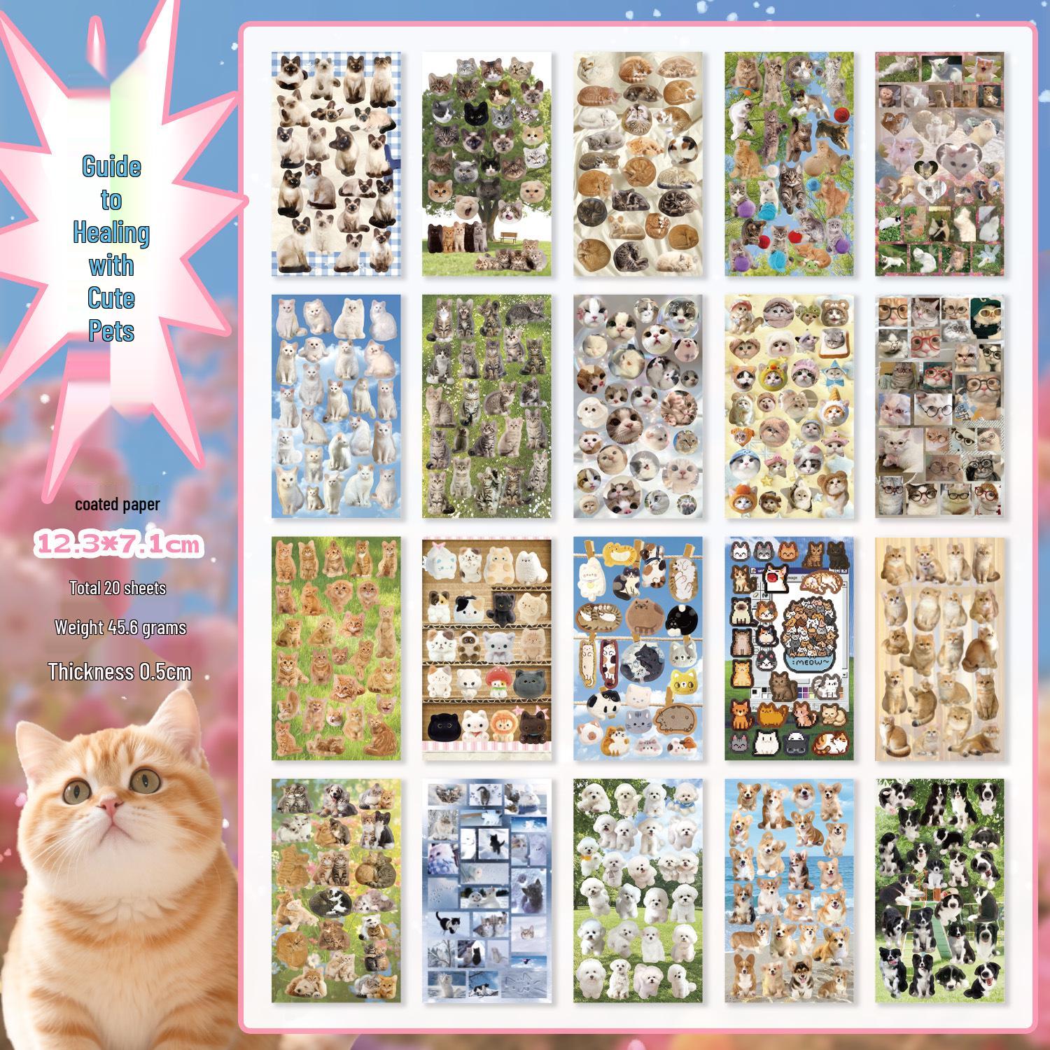 Yuxian Cute Cat & Dog Sticker Book: Creative Journal Expressions & DIY Scene Stickers