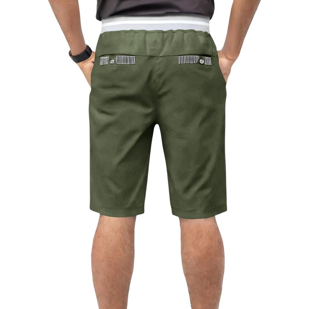 Mens Casual Knee Length Shorts Relaxed Fit Drawstring Waistband Lightweight Fabric with Multiple Pockets for Outdoor Activities Beachwear