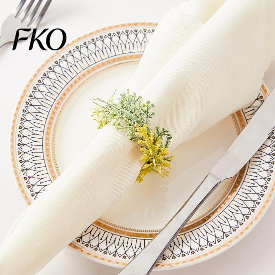 Holly Leaf Napkin Ring 6Pcs Rings, Elastic Design Holder for Light And Thick Moderate Stretch Napkins, Imitation Accessory Weddings Parties