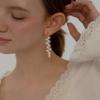 Natural freshwater pearl earrings Long Baroque irregular pearl retro temperament Simple line stud earrings Silver needle