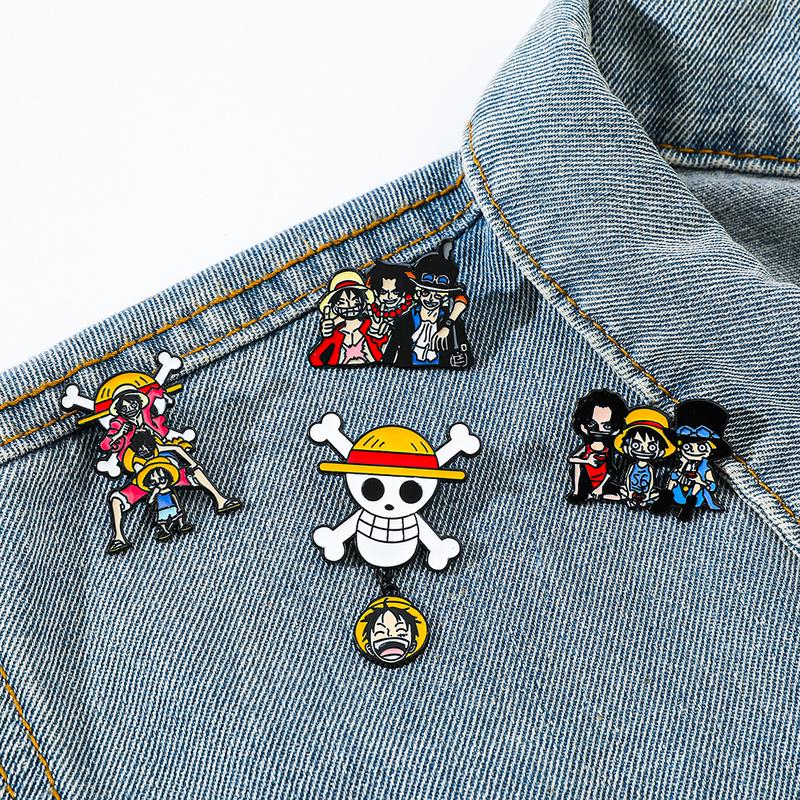 4 Pcs Childhood Cartoon Brooch Handsome Portgas·D· Ace Enamel Pin Metal Badge Jewelry Clothing Backpack Accessories Gift