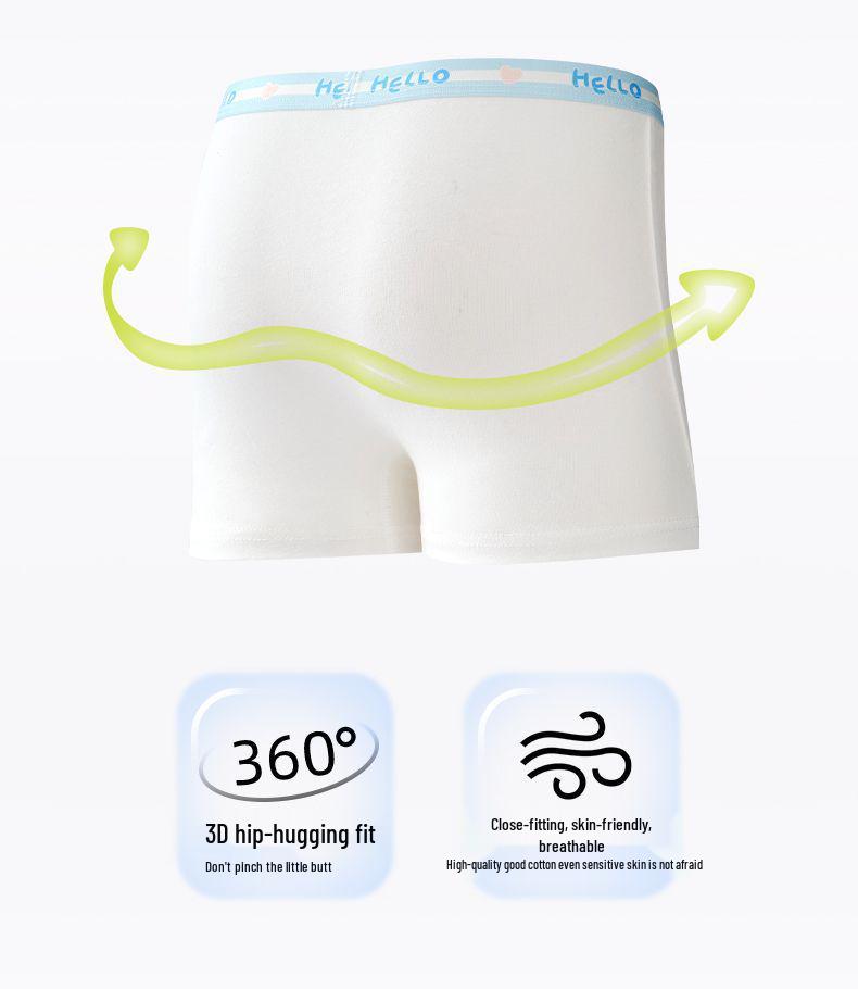 Girls' Pure Cotton Cartoon Boxer Shorts - Antibacterial, Flat Leg, No-Pinch Fit for Elementary and Middle School Kids